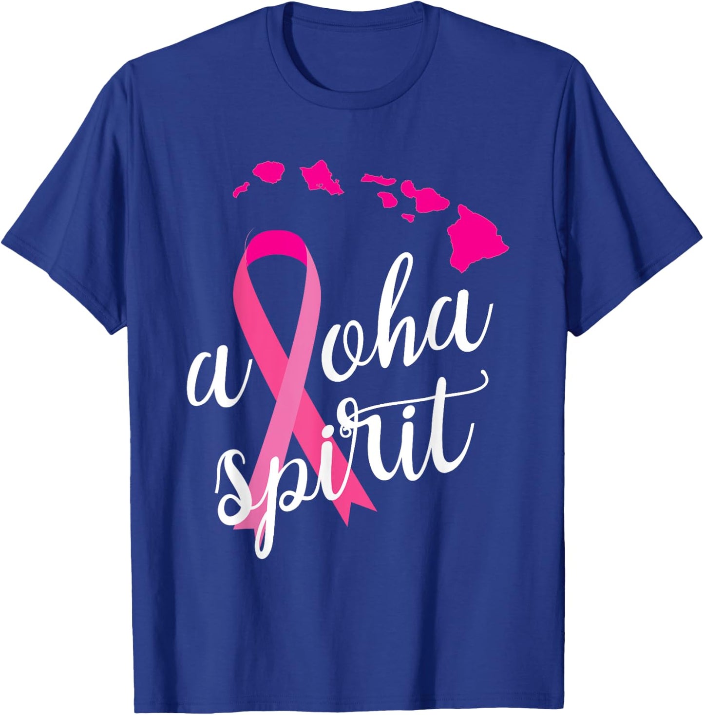 Aloha Spirit Breast Cancer Awareness Hawaii islands T-Shirt - T-Shirt | Royal