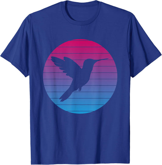 Hummingbird Bird Vintage Bird Design Vintage Sunset T-Shirt - T-Shirt | Royal