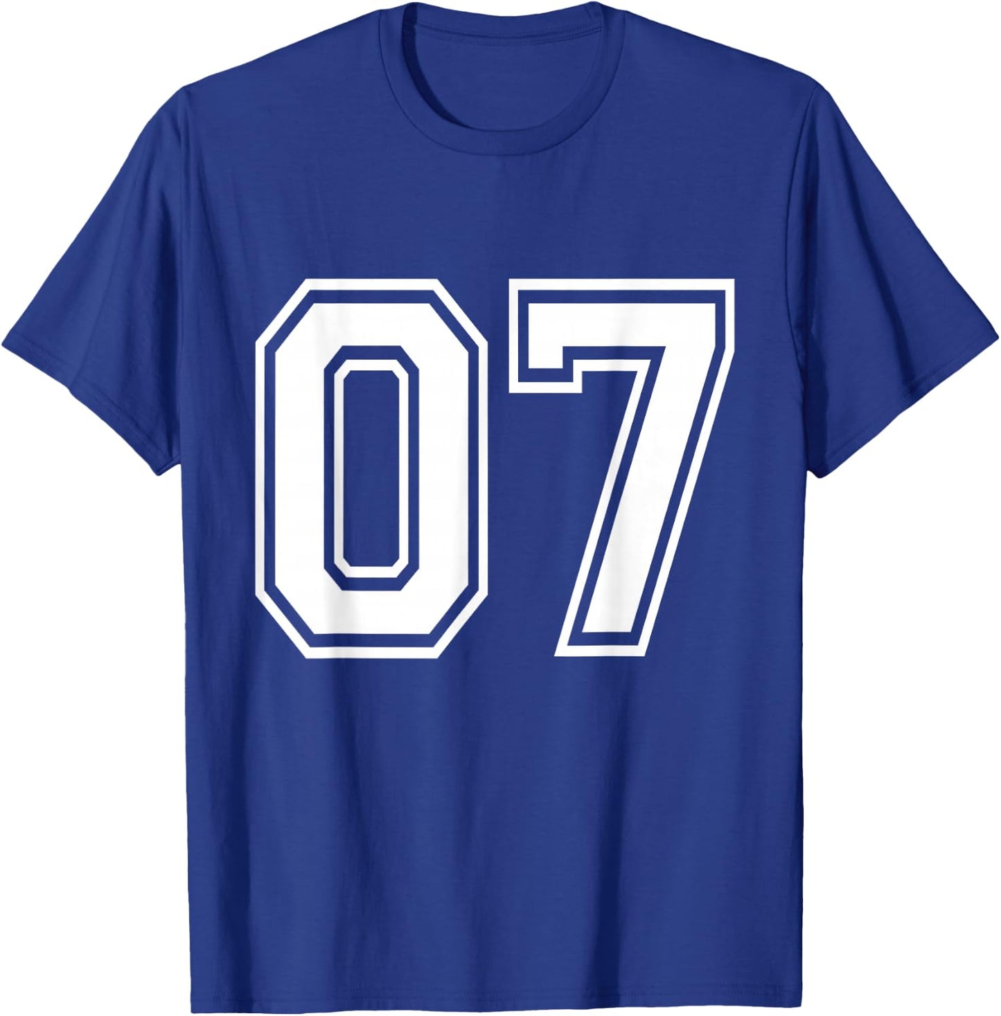 Number 07 Varsity Sports Team Jersey 7th Birthday 7 Years T-Shirt - T-Shirt | Royal