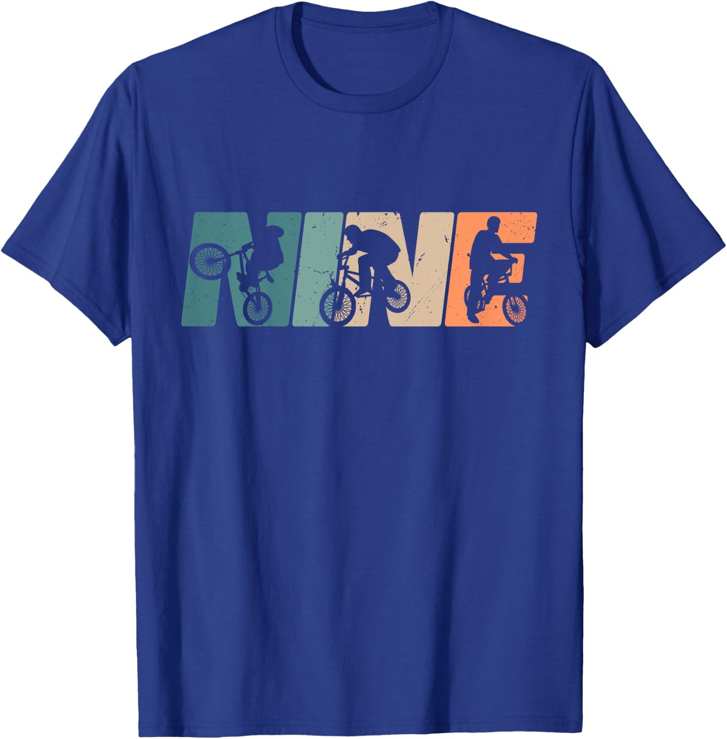 Kids 9 Year Old BMX Rider Birthday Party Boys Dirt Biking 9th T-Shirt - T-Shirt | Royal