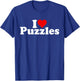 I Love Heart Puzzles T-Shirt - T-Shirt | Royal