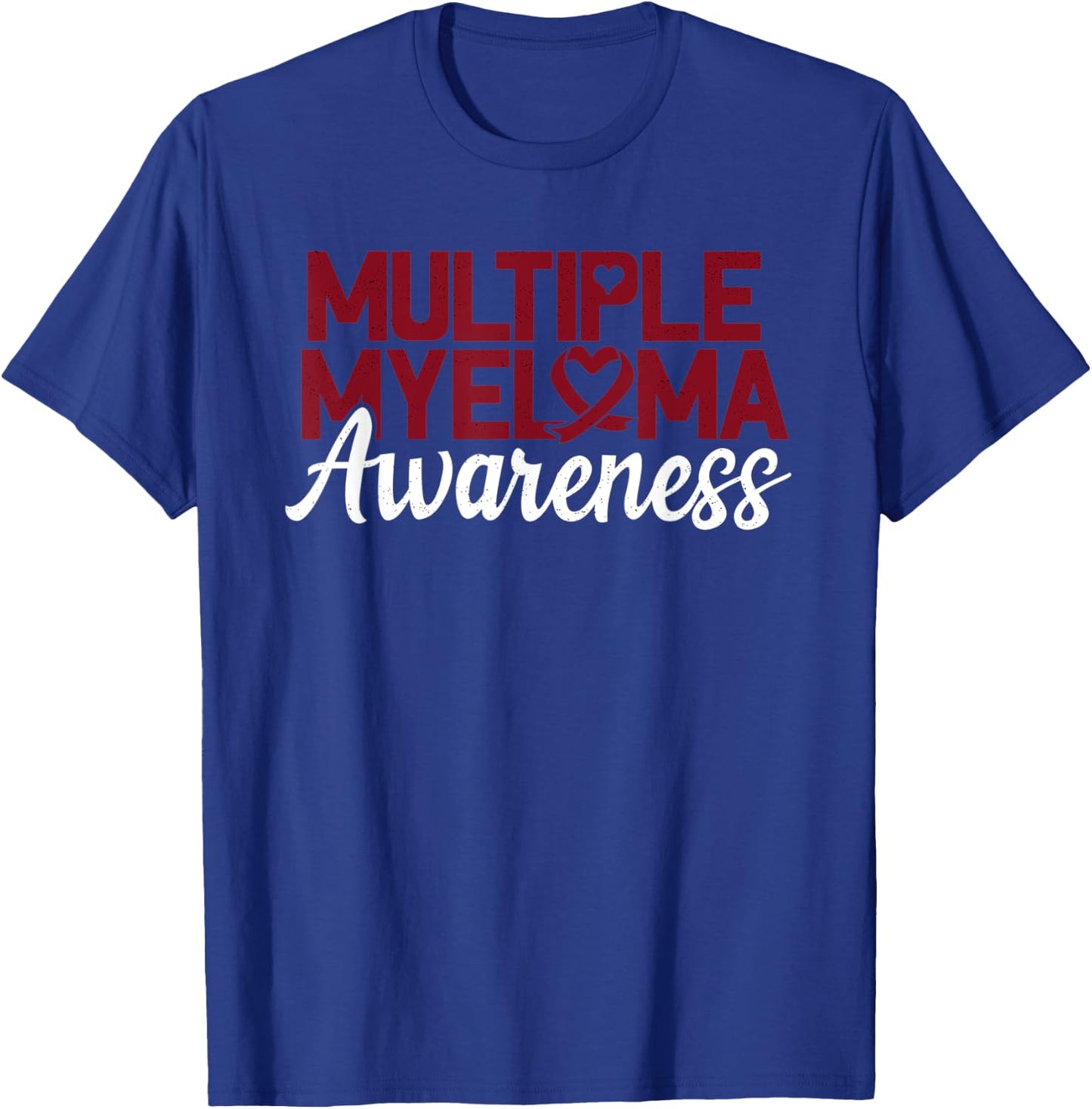 Multiple Myeloma Awareness Blood Cancer Burgundy Ribbon T-Shirt - T-Shirt | Royal