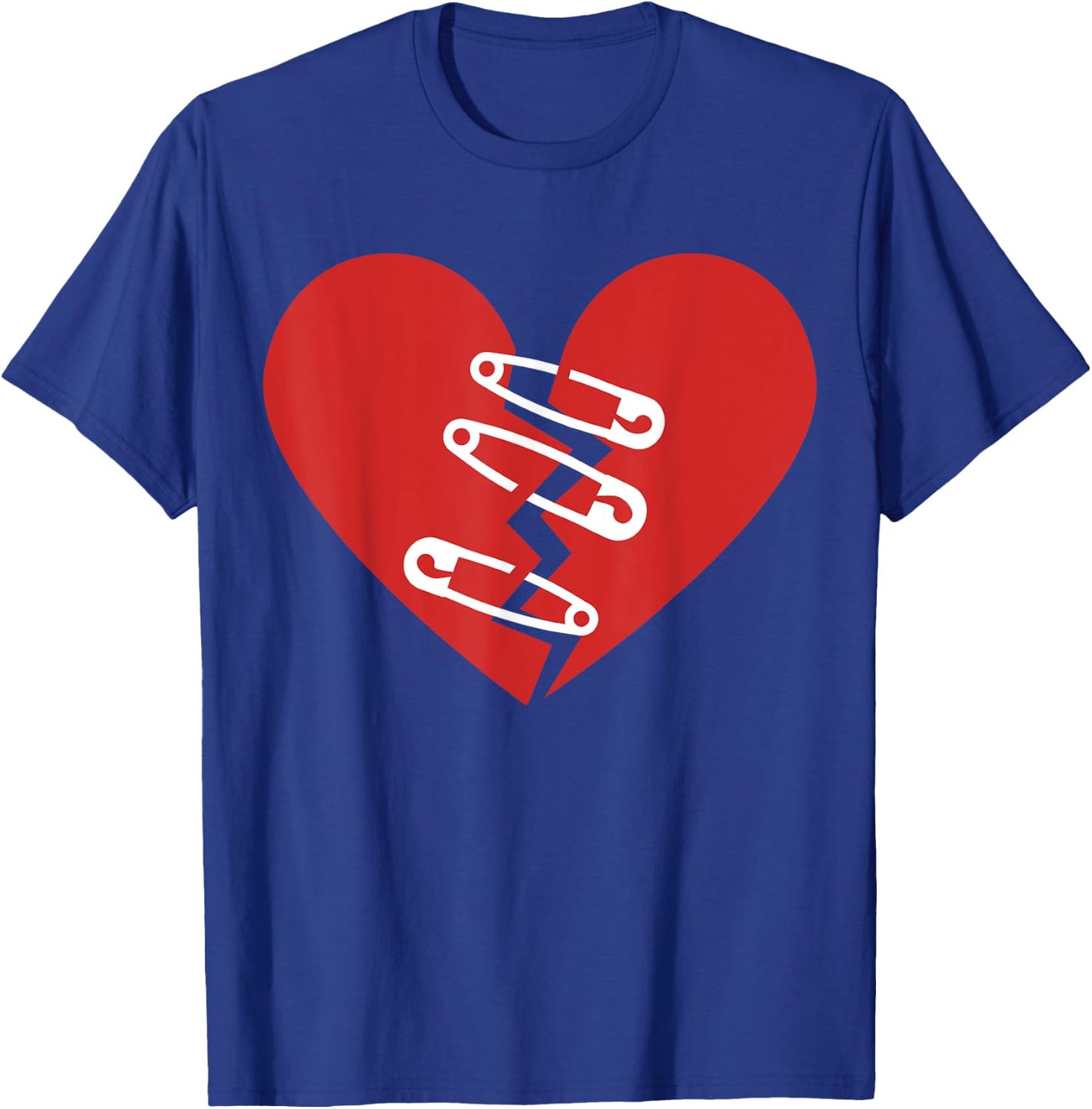 Broken Heart and Safety Pins Heartbreak For Funny Women's T-Shirt - T-Shirt | Royal
