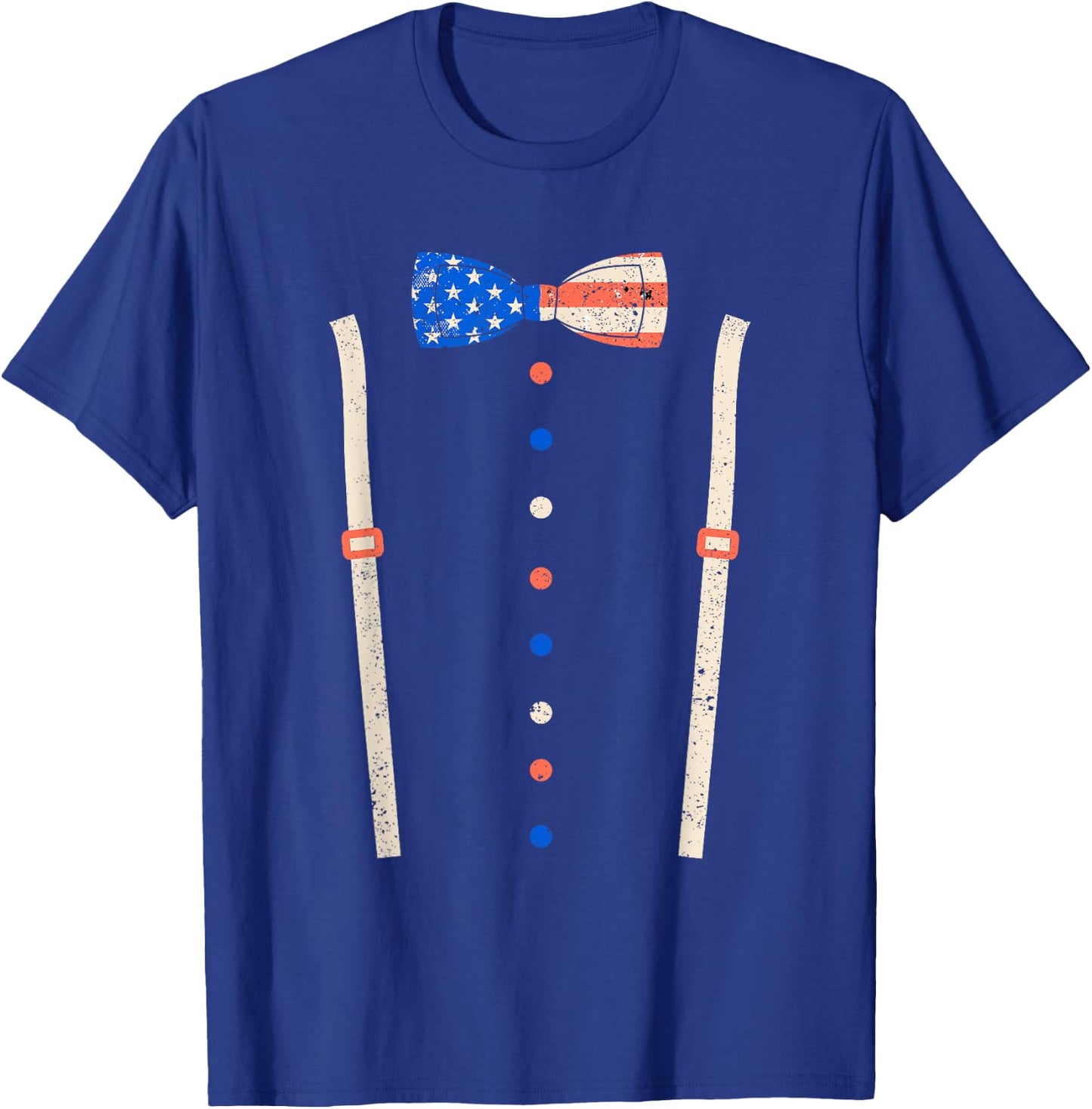 Cummerbund Bow Tie Suspenders USA Flag Tuxedo Costume T-Shirt - T-Shirt | Royal