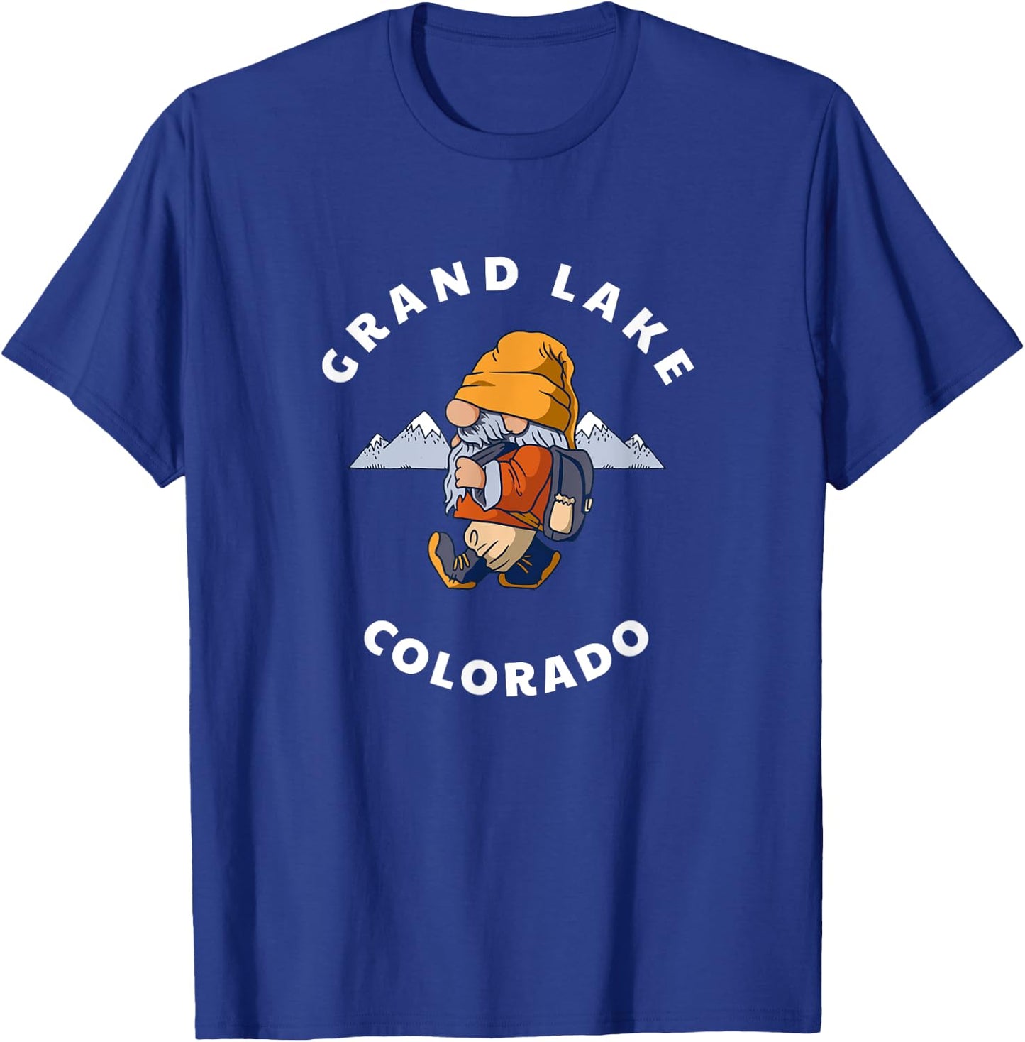 Grand Lake Colorado Mountains Hiking Gnome CO Souvenir T-Shirt - T-Shirt | Royal