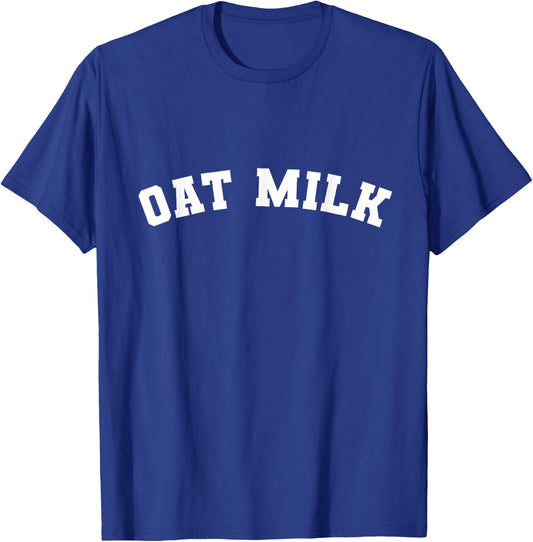 Oat Milk Favorite Coffee Drink College Varsity Style Font T-Shirt - T-Shirt | Royal