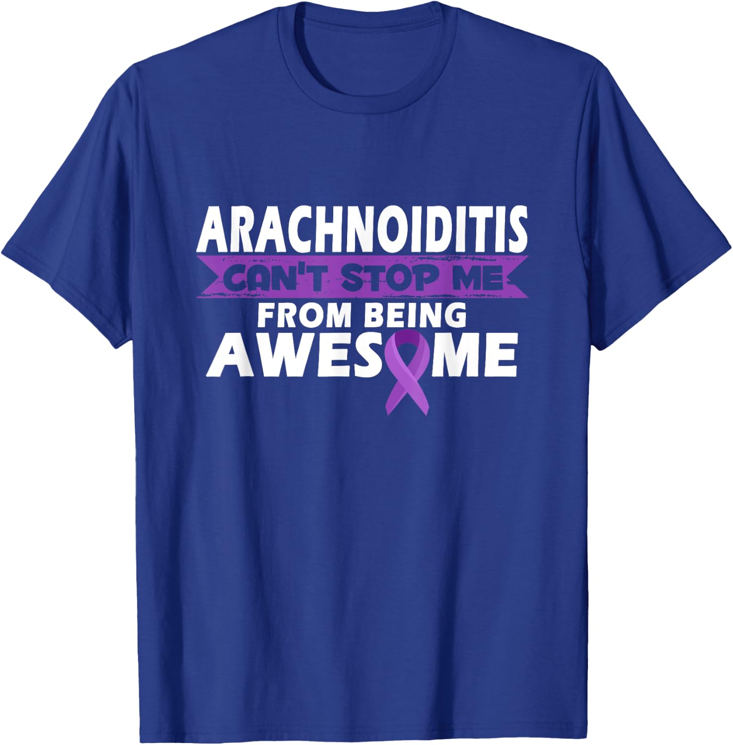 Arachnoiditis Awareness Warrior | Purple Ribbon T-Shirt - T-Shirt | Royal