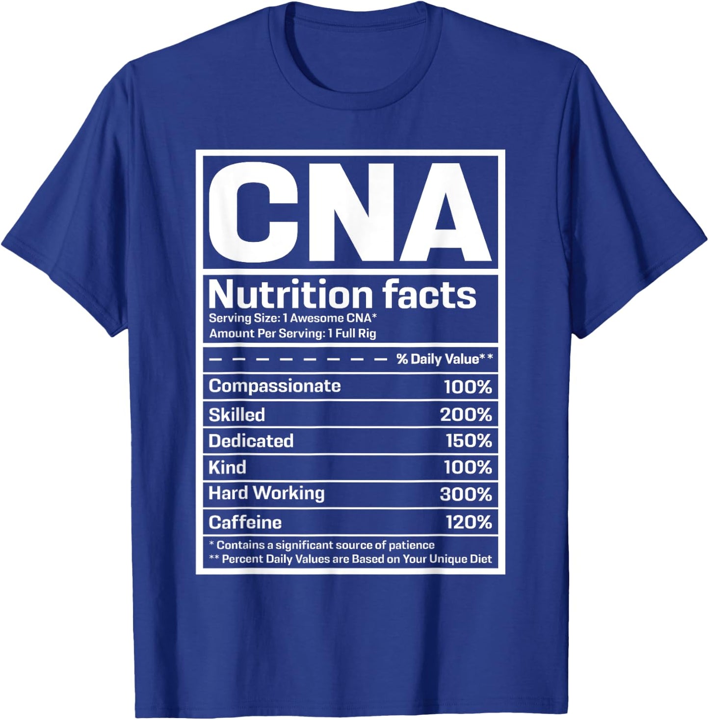 CNA Certified Nursing Assistant Gifts CNA Humor Black -Adults Small Short Sleeve Regular Fit Modern Humor Professional Use T-Shirt - T-Shirt | Royal