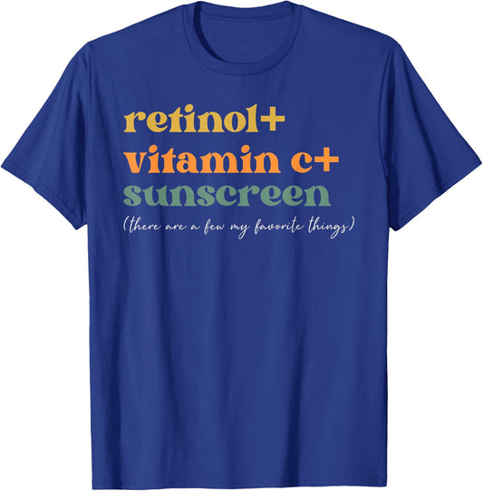 Retinol Vitamin C and Sunscreen Aesthetic Esthetician Nurse T-Shirt - T-Shirt | Royal