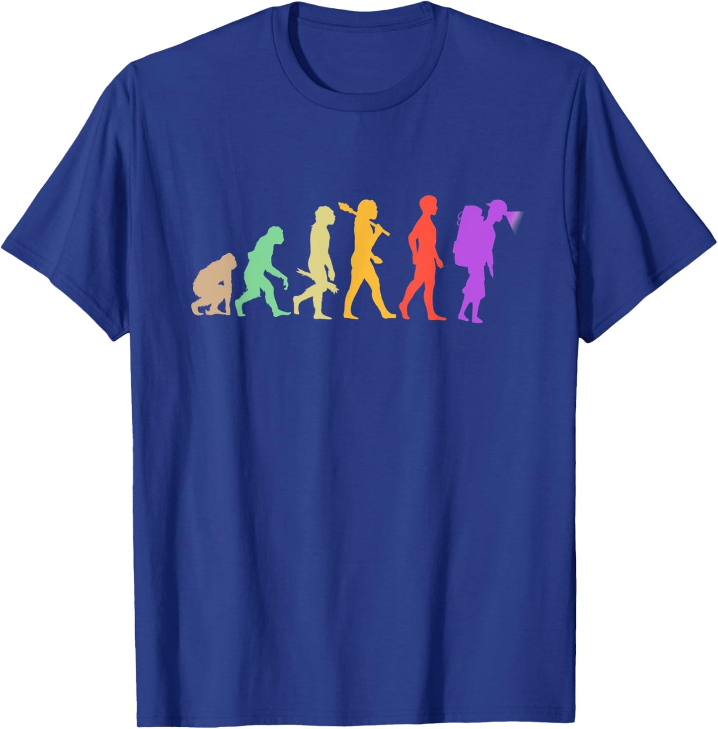 Human Evolution Cave Hiking Spelunking Caving Caver T-Shirt - T-Shirt | Royal