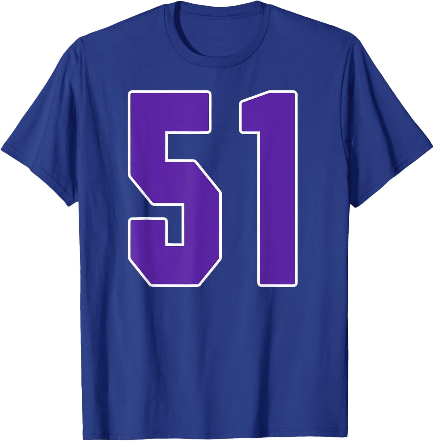Purple Number 51 Jersey Big #51 Uniform Favorite Player T-Shirt - T-Shirt | Royal