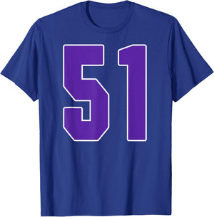 Purple Number 51 Jersey Big #51 Uniform Favorite Player T-Shirt - T-Shirt | Royal