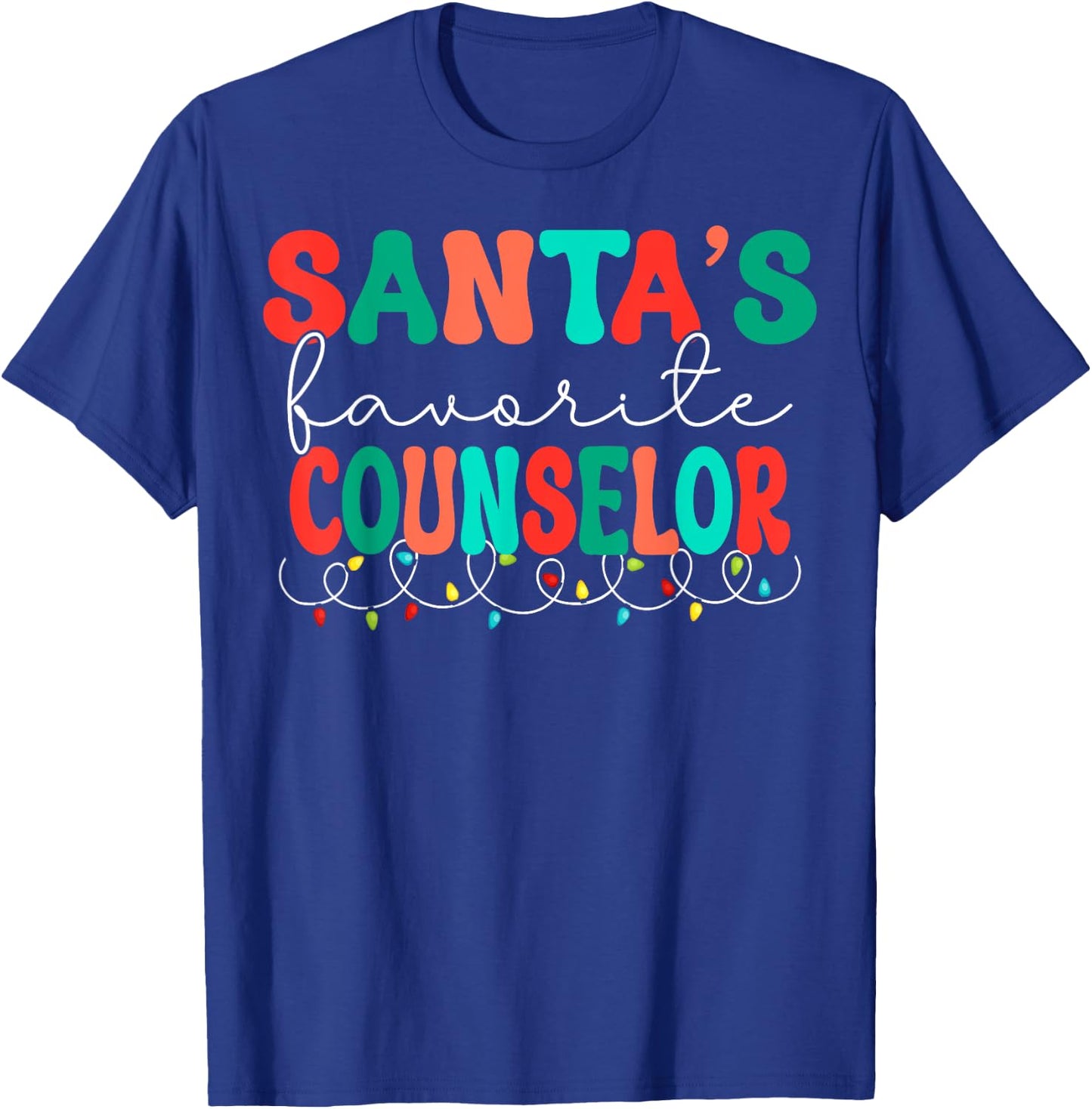 Santas Favorite Counselor Retro Christmas School Counselor T-Shirt - T-Shirt | Royal
