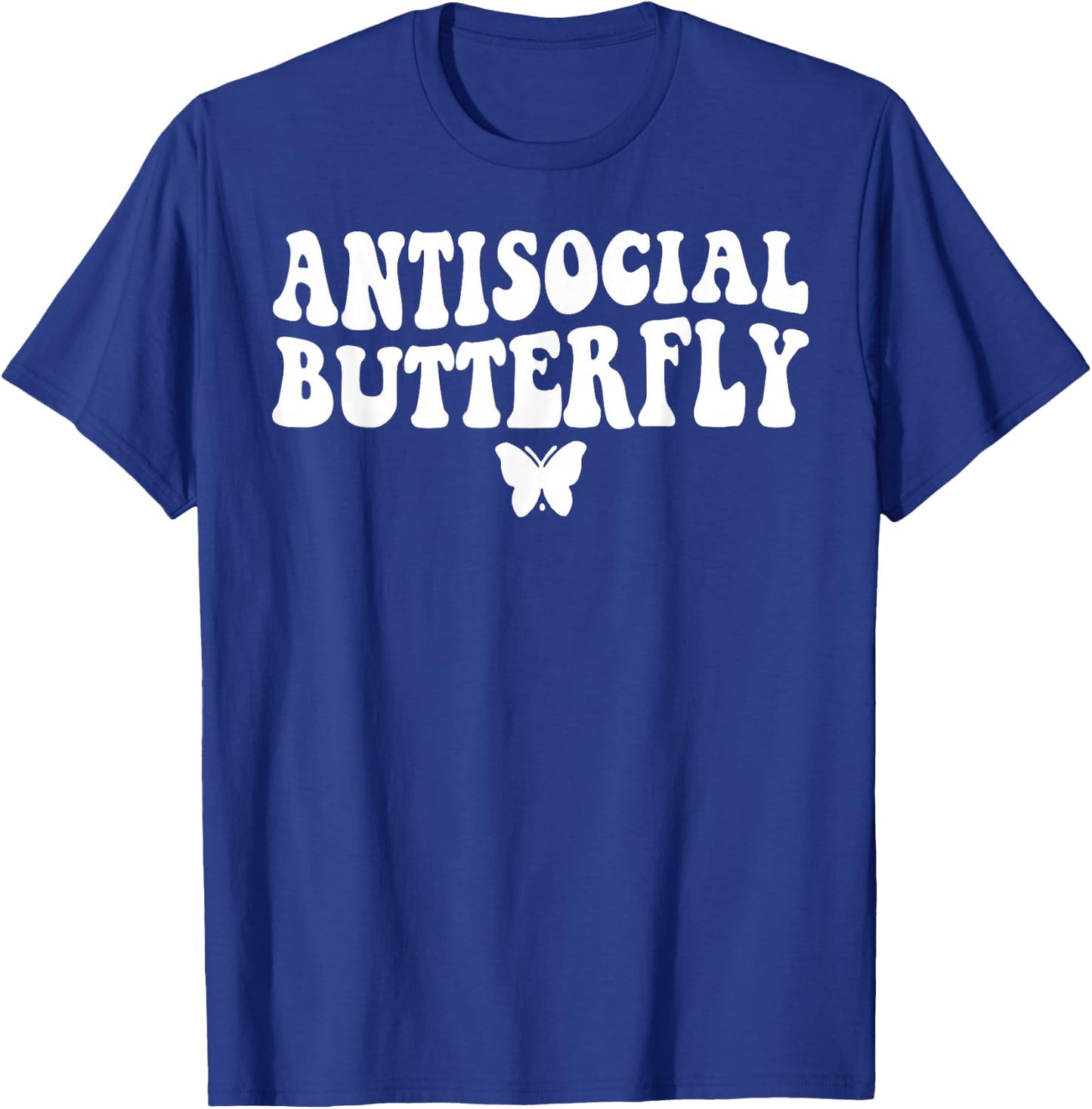 Funny Antisocial Butterfly Shirt - Adults Black Cotton Short Sleeve - Small - Classic Fit - Collarless - Retro-Modern - Butterfly Theme - Birthday Occasion T-Shirt - T-Shirt | Royal