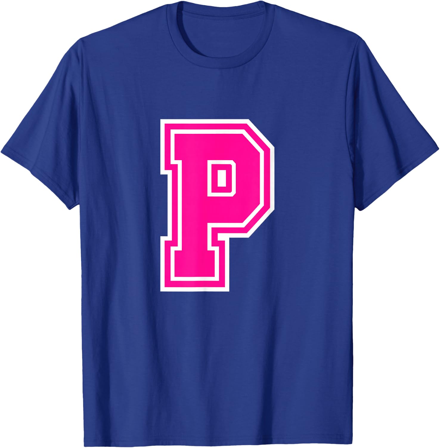 Letter P Pink Monogram Initial T-Shirt - T-Shirt | Royal