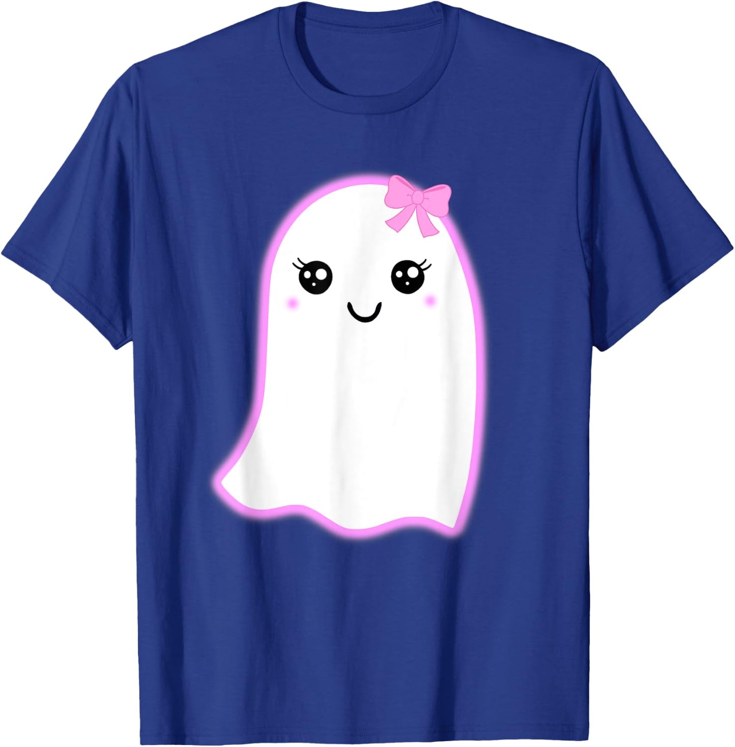 Halloween Cute Ghost Kawaii Style Pink Bow Girls Graphic T-Shirt - T-Shirt | Royal