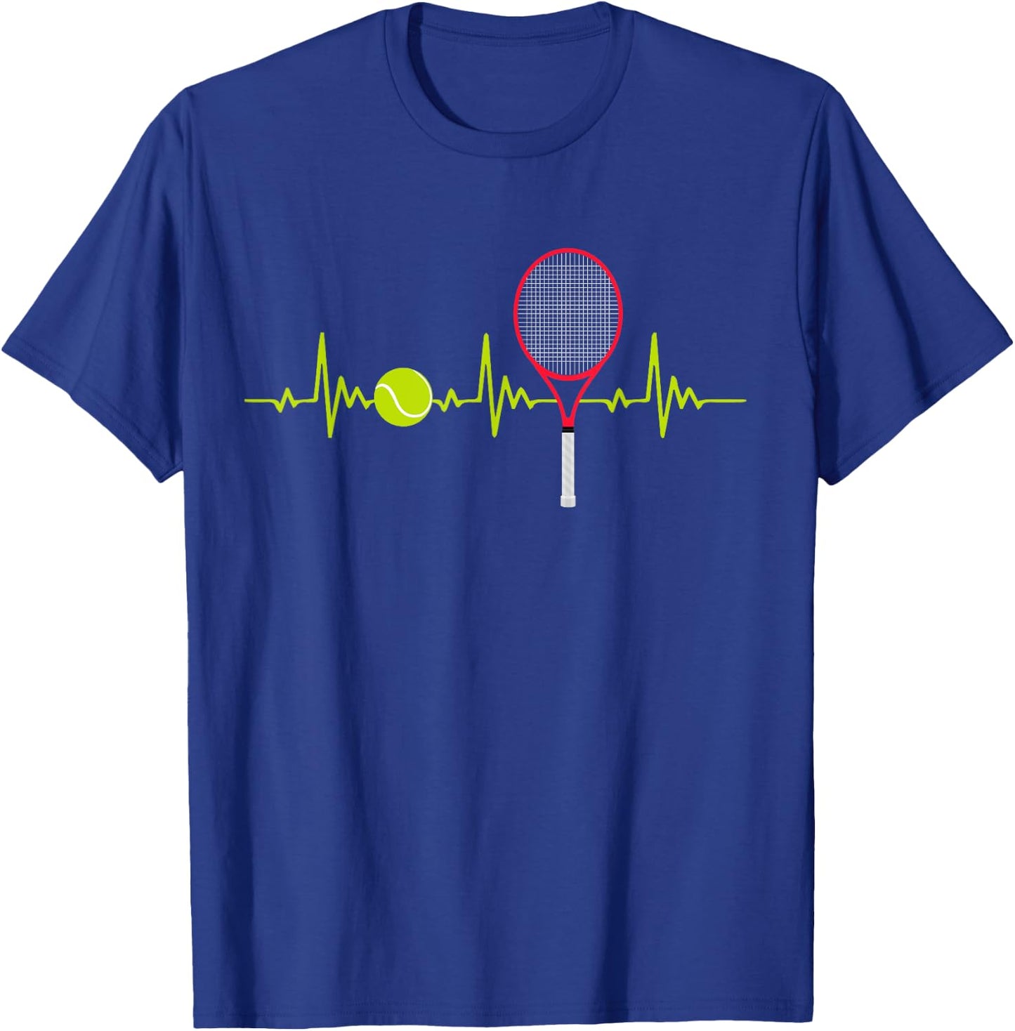 Tennis Player Retro Sport Racket Tennis Ball Heartbeat T-Shirt - T-Shirt | Royal