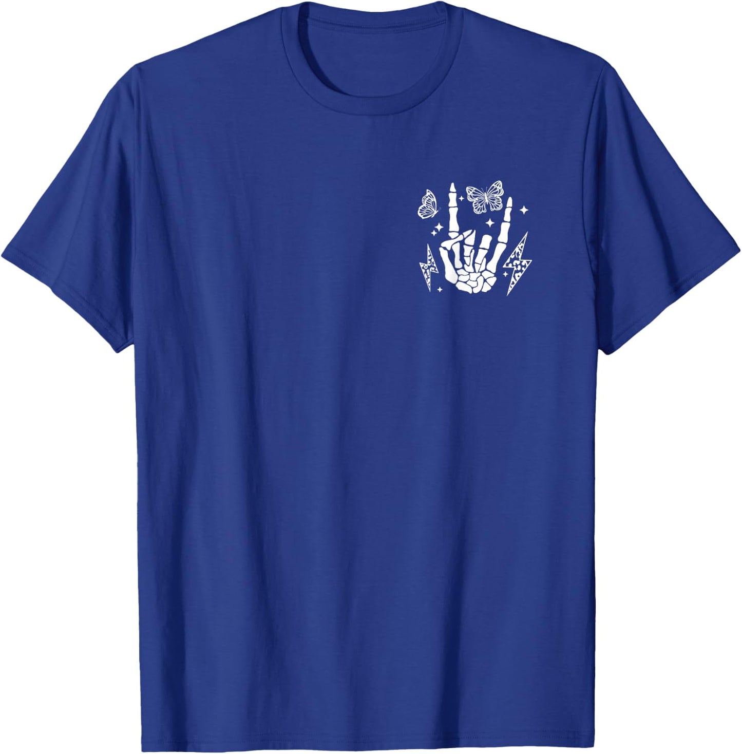 Motherhood Mom Life Rock On Skeleton Hand Bone T-Shirt - T-Shirt | Royal