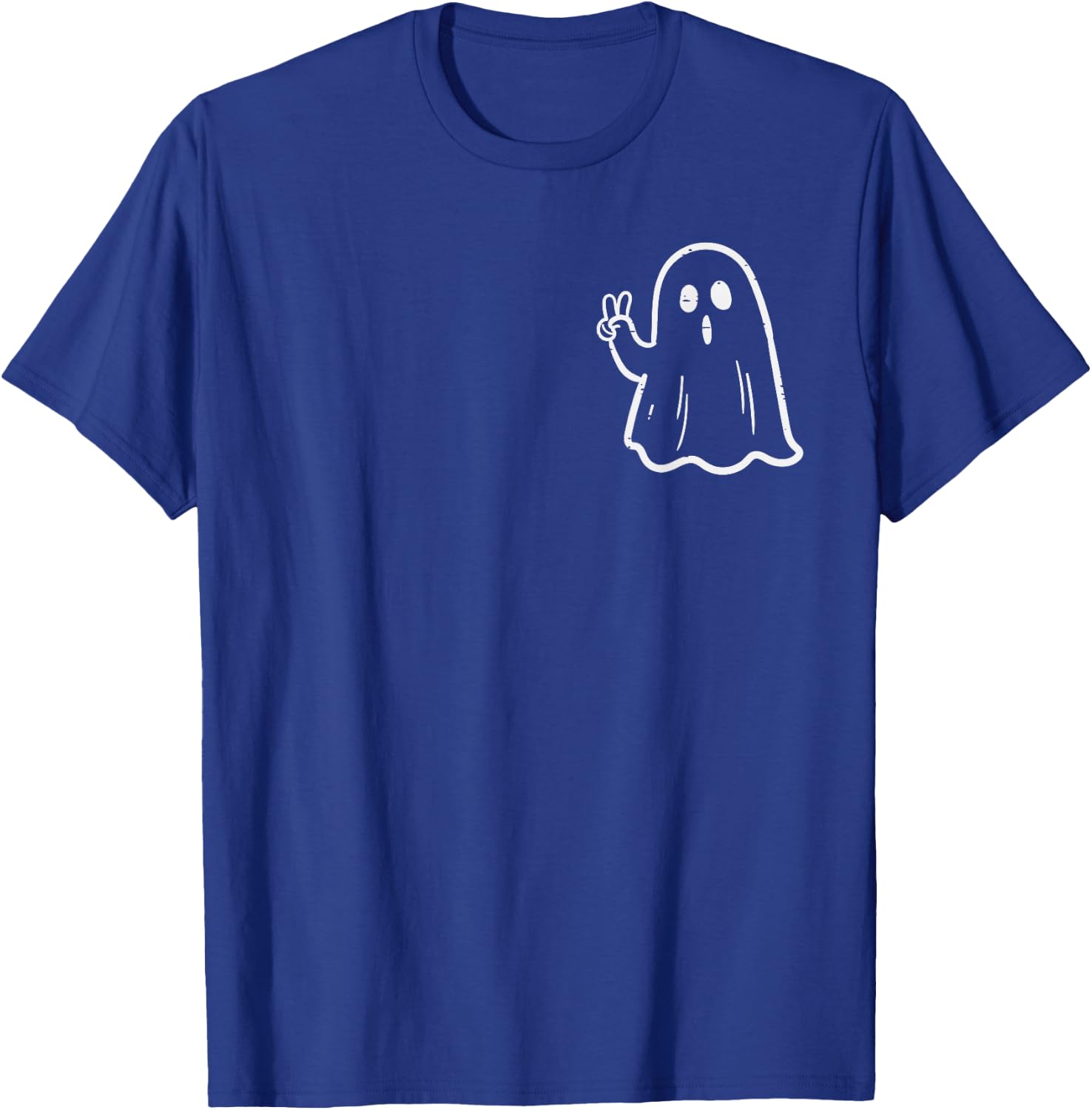 Ghost Peace Sign Pocket Retro Halloween Costume Women Kids T-Shirt - T-Shirt | Royal