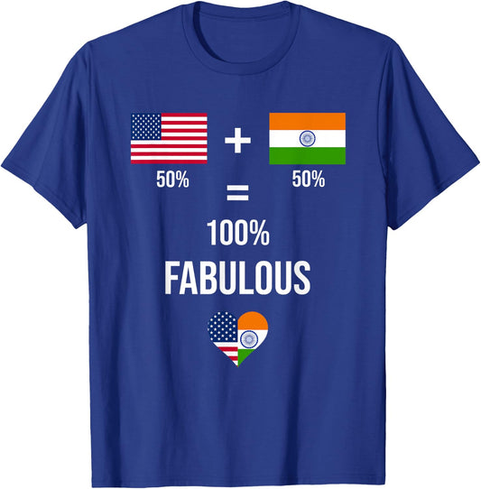 India USA Shirt Fabulous Flags Half Indian Half American T-Shirt - T-Shirt | Royal