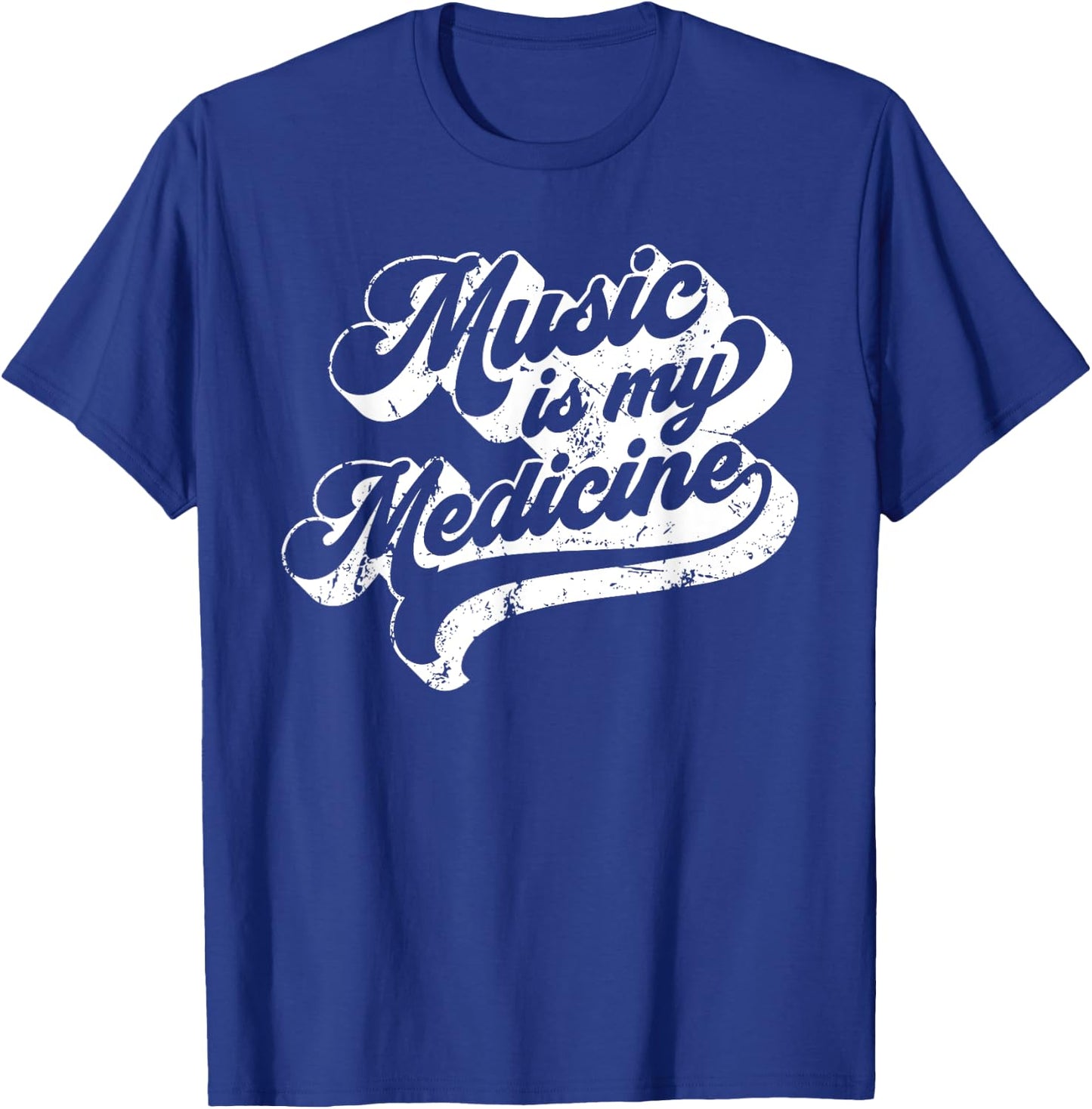 Music Is My Medicine Vintage 70s Retro Style Quote T-Shirt - T-Shirt | Royal