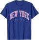 New York New York NY Varsity Style Pink Text T-Shirt - T-Shirt | Royal