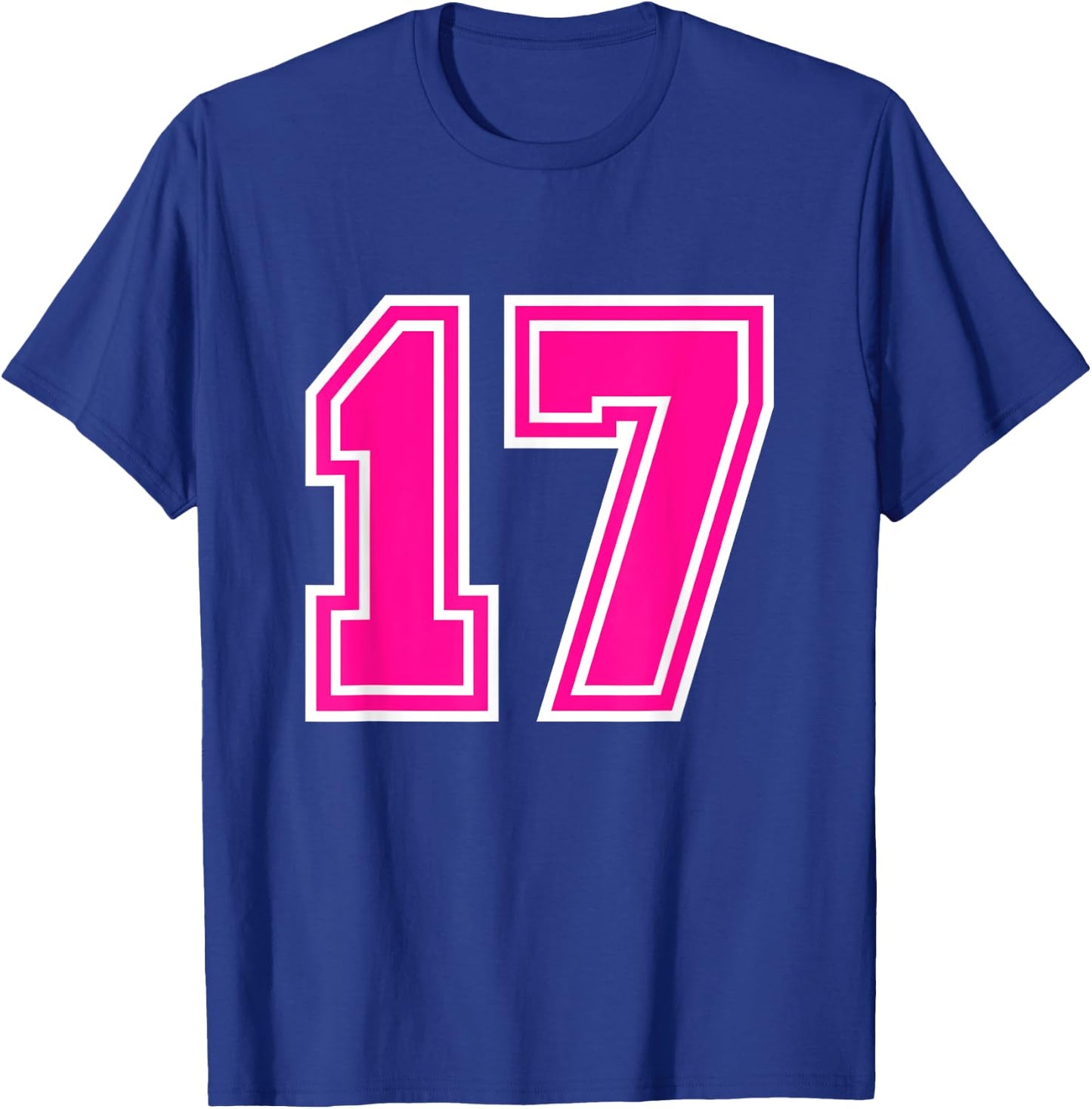 Number #17 Sport Pink Number T-Shirt - T-Shirt | Royal