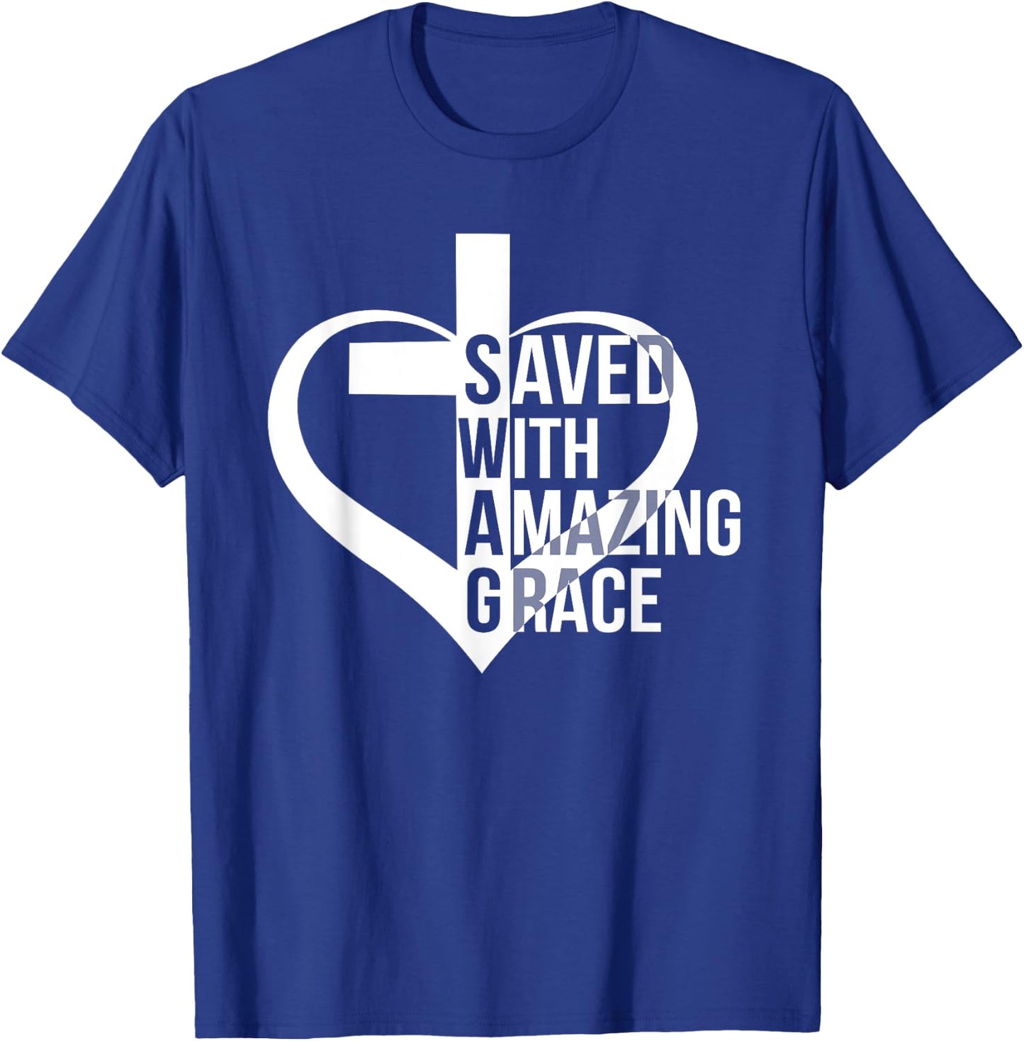 Saved With Amazing-Grace Swag Christian Faithcross Heart T-Shirt - T-Shirt | Royal