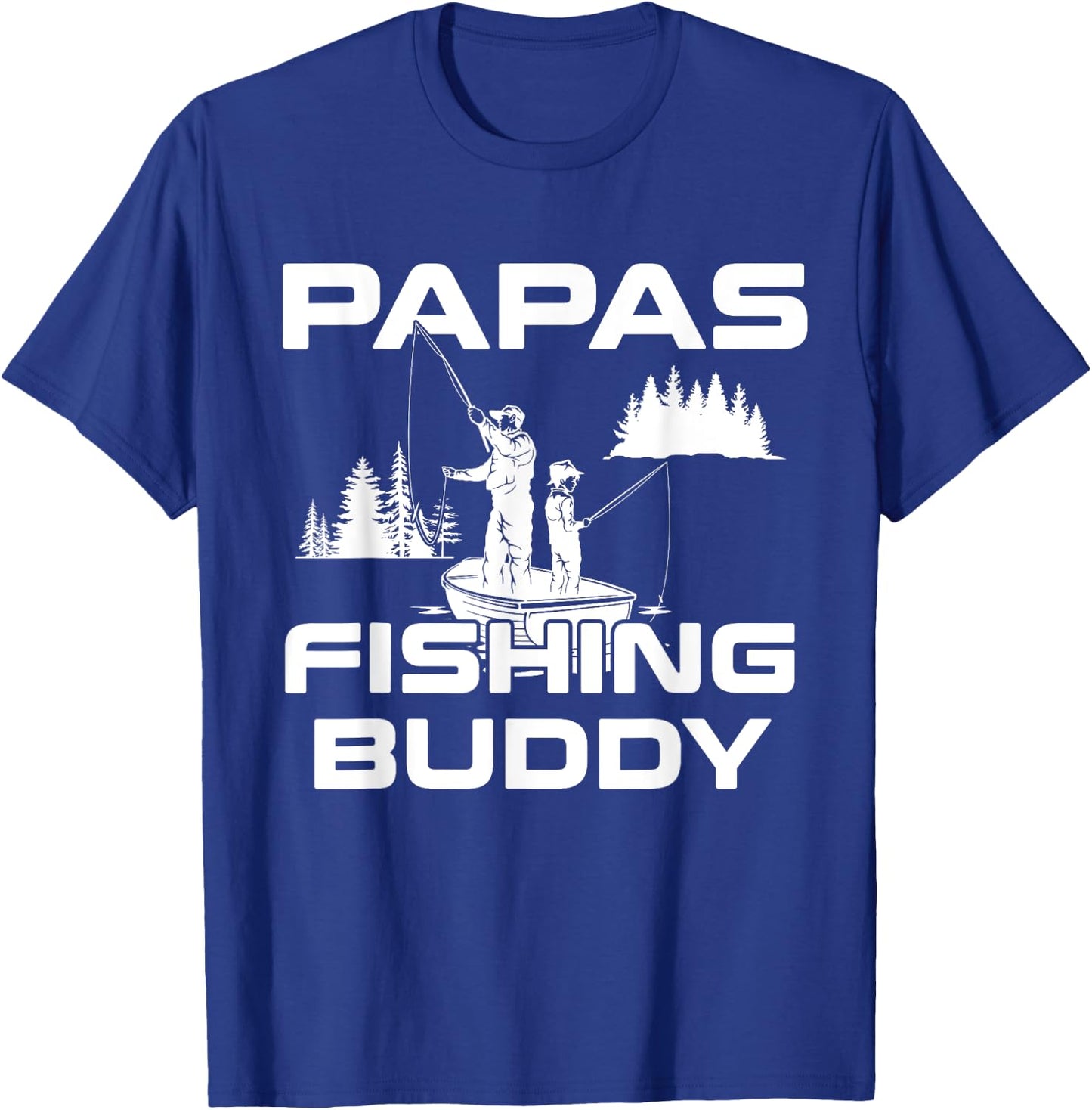 Papas Fishing Buddy Papa Fishing Youth Kids Girls Boys T-Shirt - T-Shirt | Royal