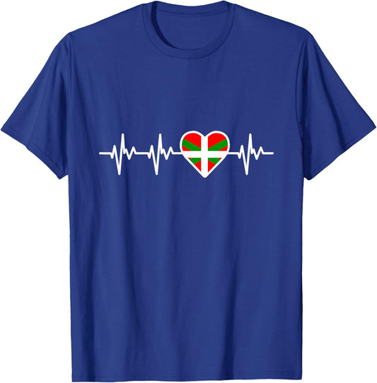 Basque Country Flag Heartbeat Basques T-Shirt - T-Shirt | Royal