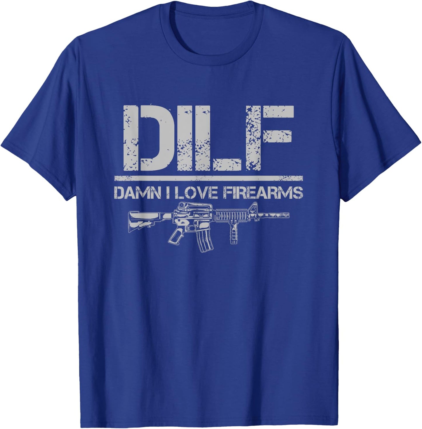 Gun American Flag DILF - Damn I Love Firearms T-Shirt - T-Shirt | Royal