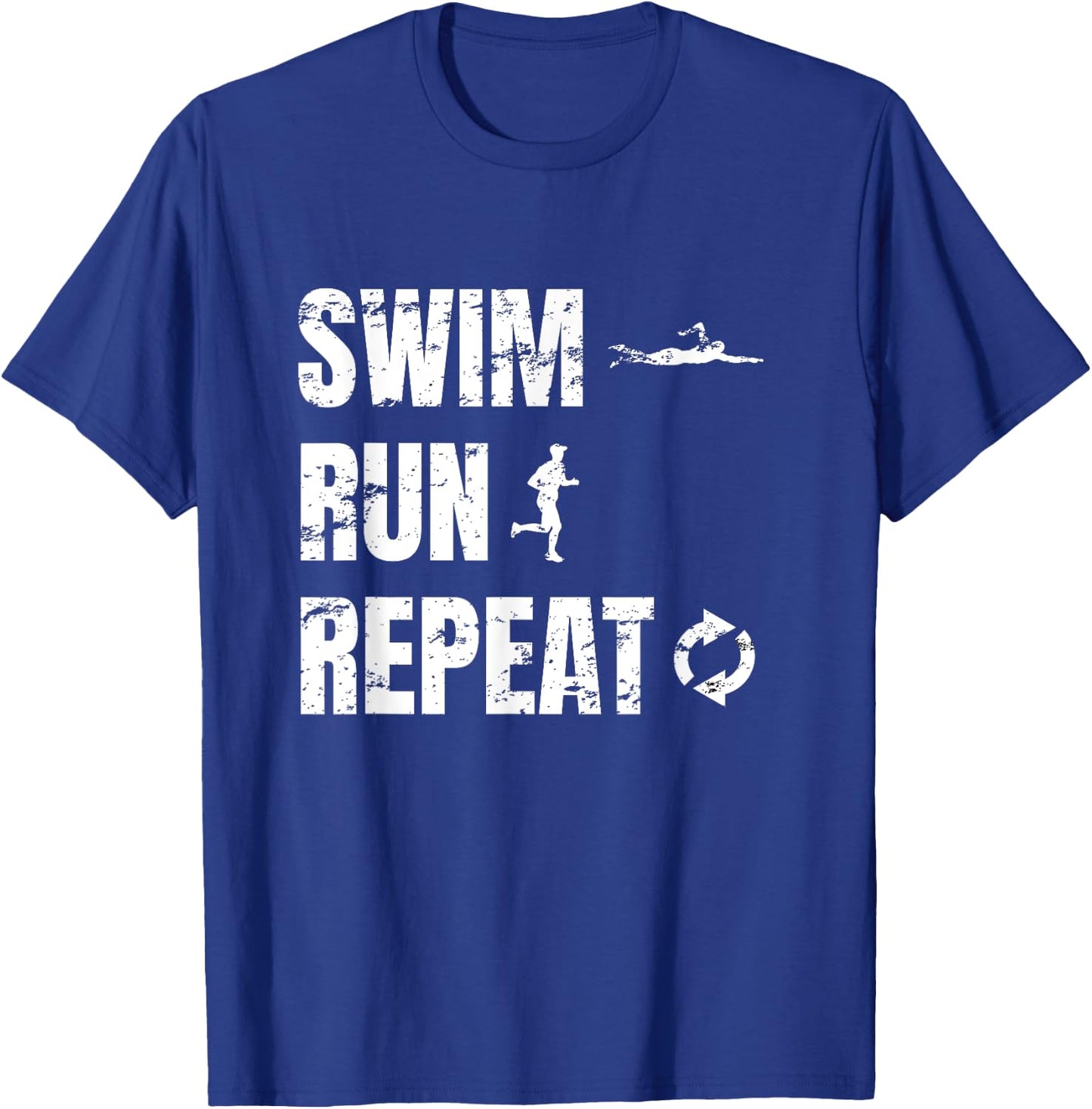 Swimrun Design Swim Run Repeat Swimming Running Sports T-Shirt - T-Shirt | Royal