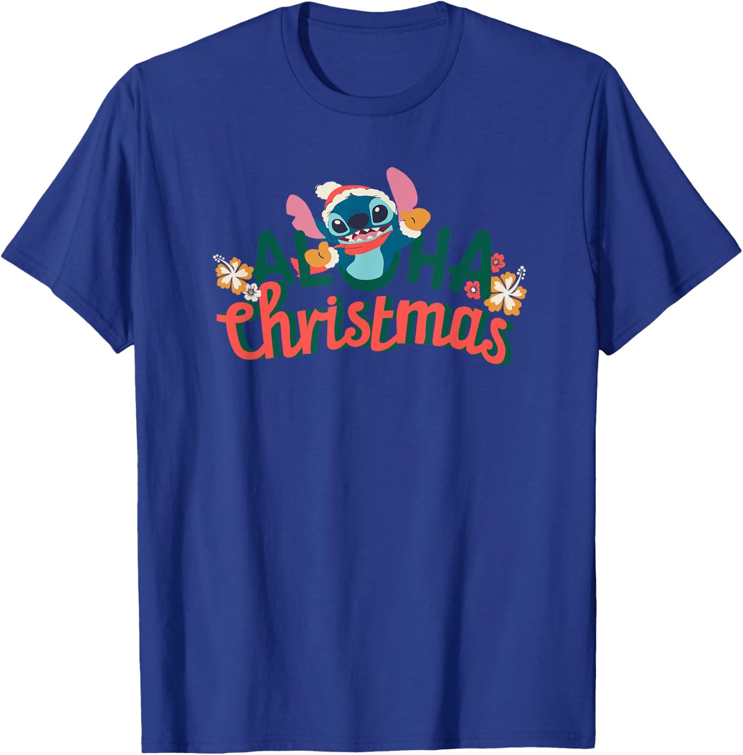 Amazon Essentials Men's Stitch Smiling Aloha Christmas , Black Graphic Print, Small T-Shirt - T-Shirt | Royal