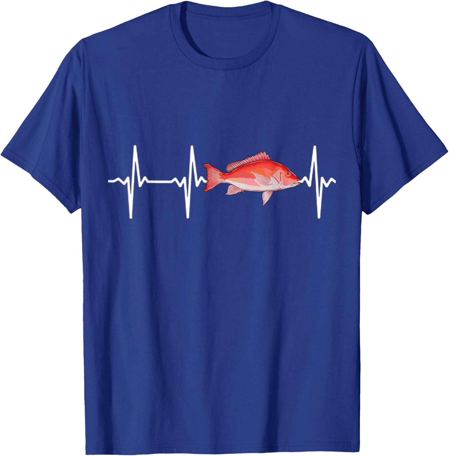 Red Snapper Heartbeat For Saltwater Fish Fishing Lovers T-Shirt - T-Shirt | Royal