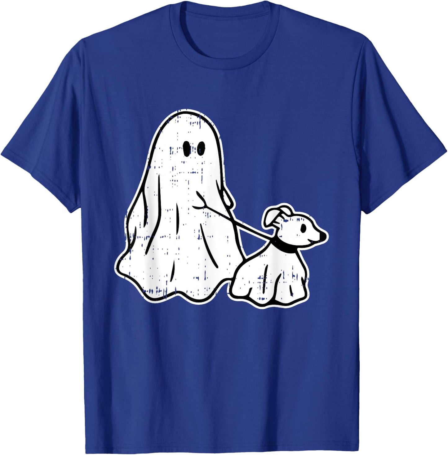 Ghost Holding Puppy Dog Halloween Costume Ghoul Doggie Women Kids T-Shirt - T-Shirt | Royal