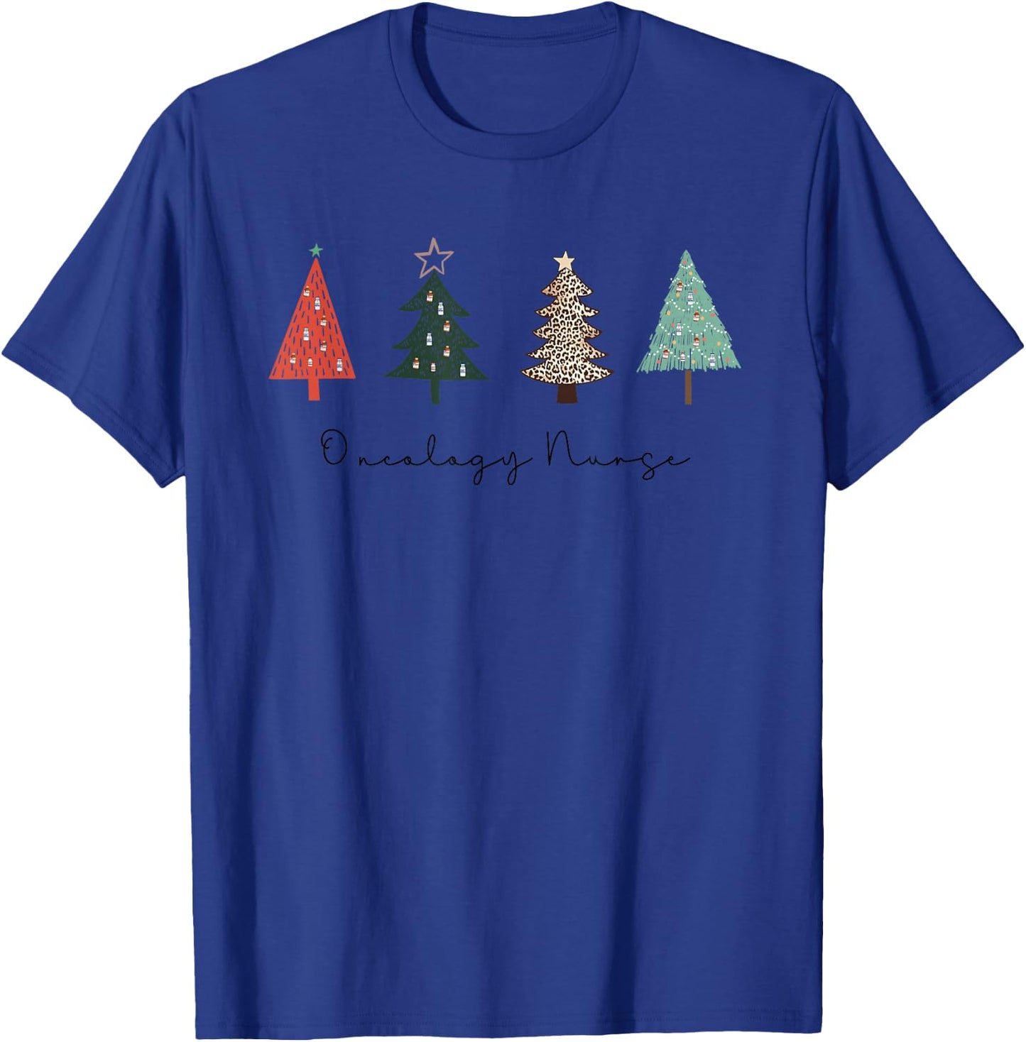 Oncology Nurse Christmas Tree Xmas Graphic T-Shirt - T-Shirt | Royal