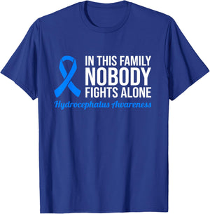 In This Family Nobody Fights Alone Hydrocephalus Awareness T-Shirt - T-Shirt | Royal