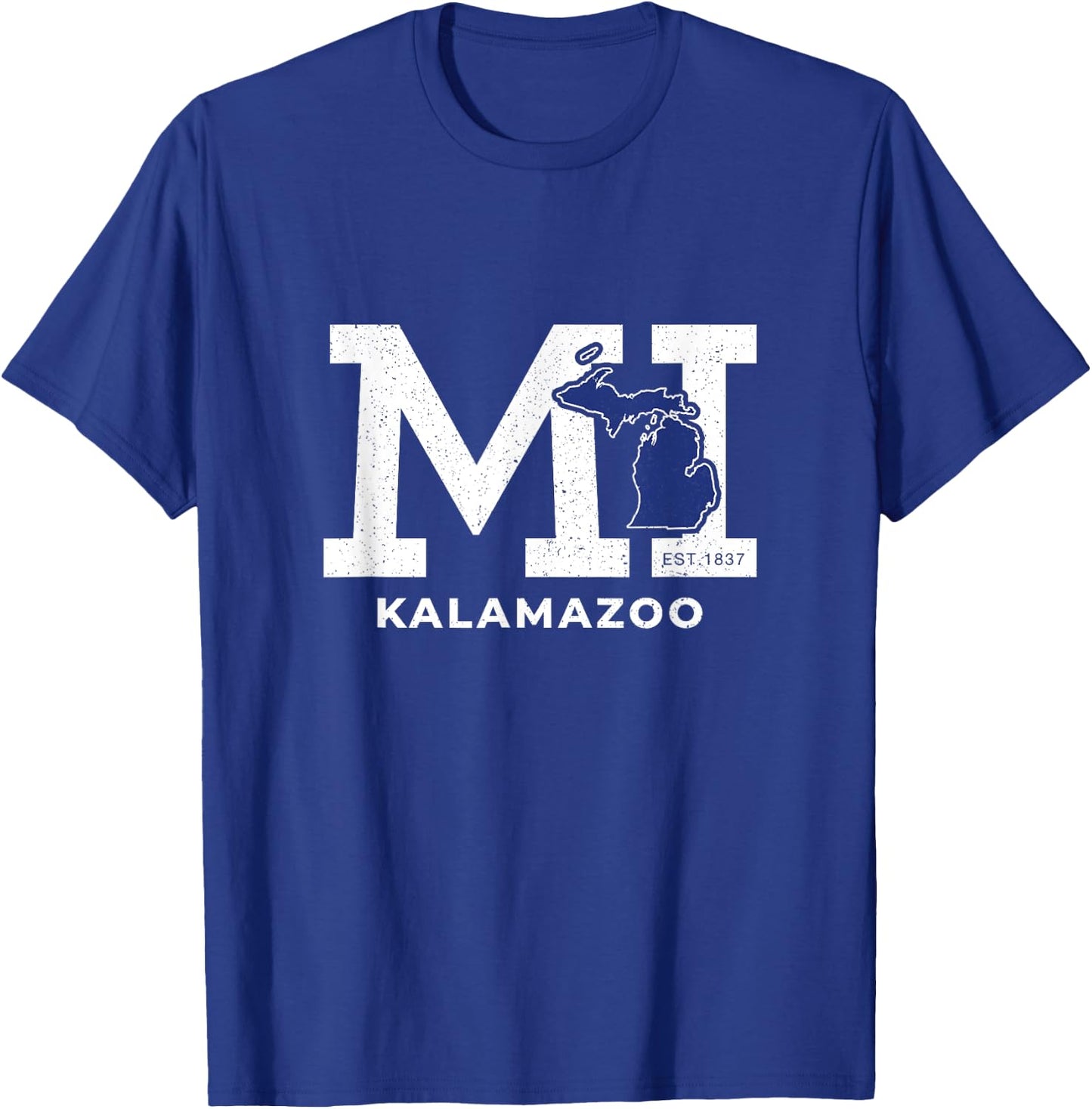 Kalamazoo Michigan MI Block Letters Vintage Athletic Sport T-Shirt - T-Shirt | Royal