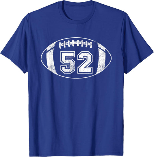 Football Player #52 Football Mom Dad Jersey 52 Varsity Team T-Shirt - T-Shirt | Royal