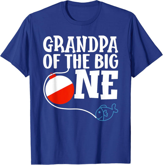 Grandpa of The Big One Fishing Boy First Birthday Ofishally T-Shirt - T-Shirt | Royal