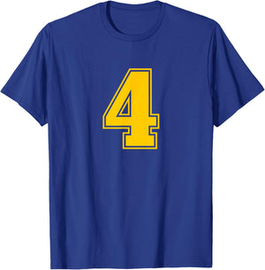 Yellow Sports Team Number #4 T-Shirt - T-Shirt | Royal