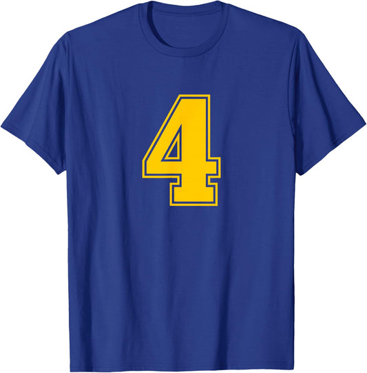 Yellow Sports Team Number #4 T-Shirt - T-Shirt | Royal