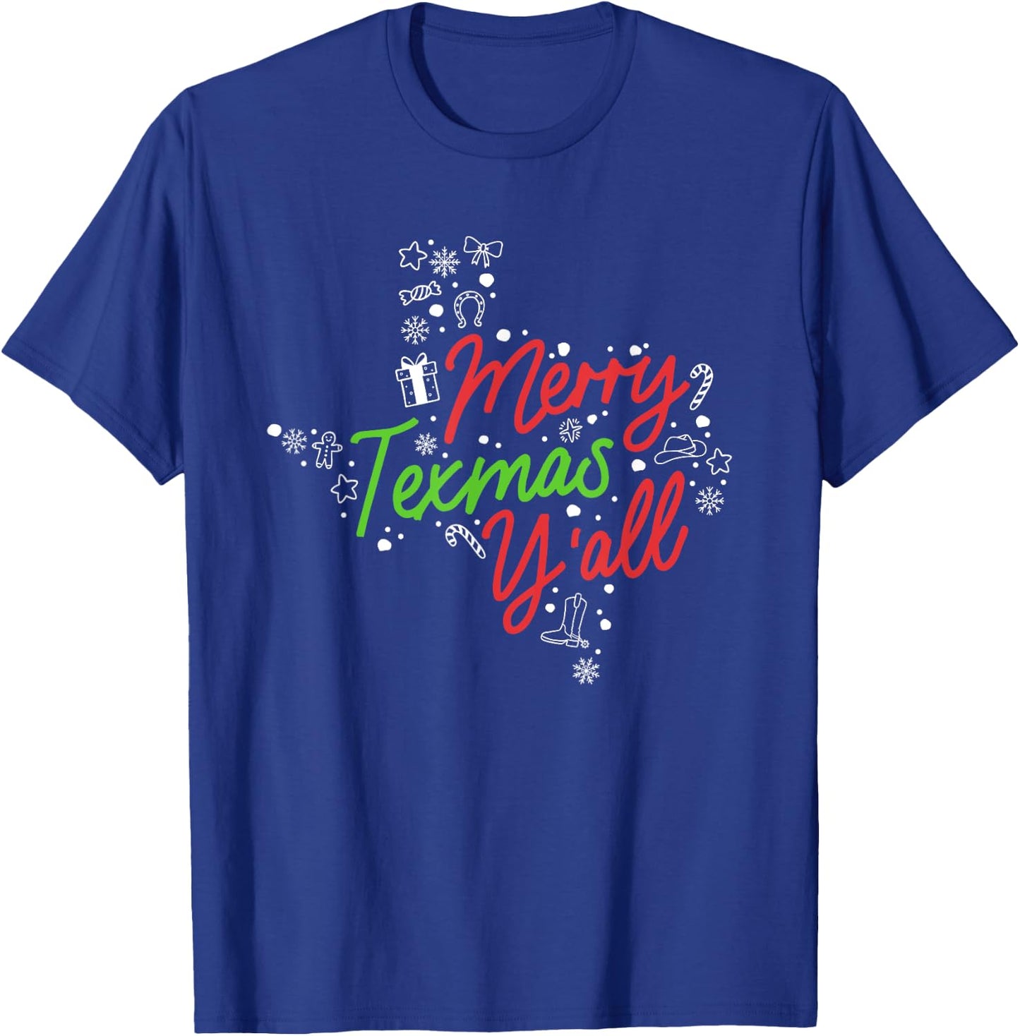 Merry Texmas Y'all Cute Southern Christmas Texas Holidays T-Shirt - T-Shirt | Royal