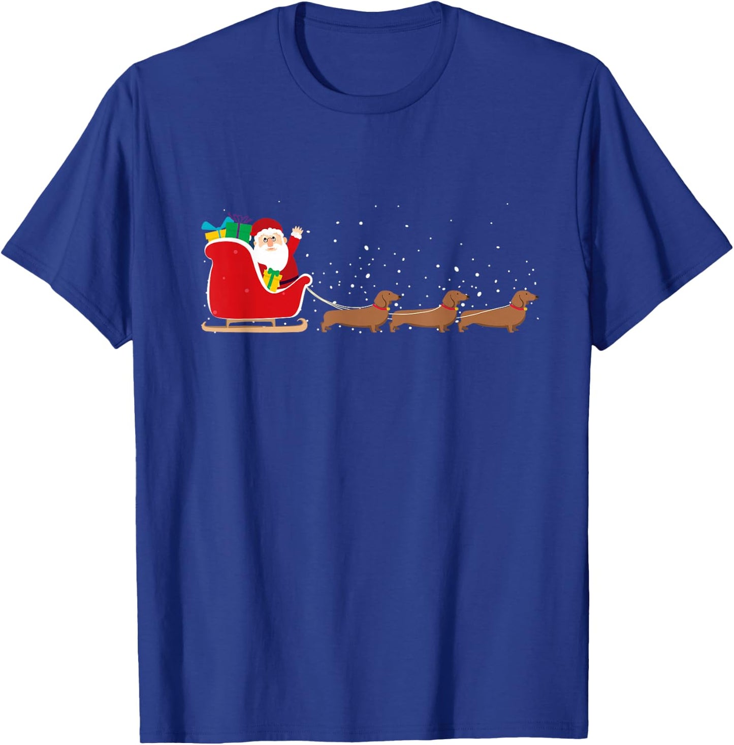 Dachshund Santa Christmas Sleigh - Funny Dachshund Xmas T-Shirt - T-Shirt | Royal