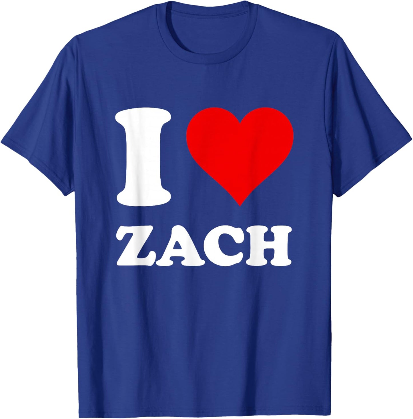 Red Heart I Love Zach T-Shirt - T-Shirt | Royal