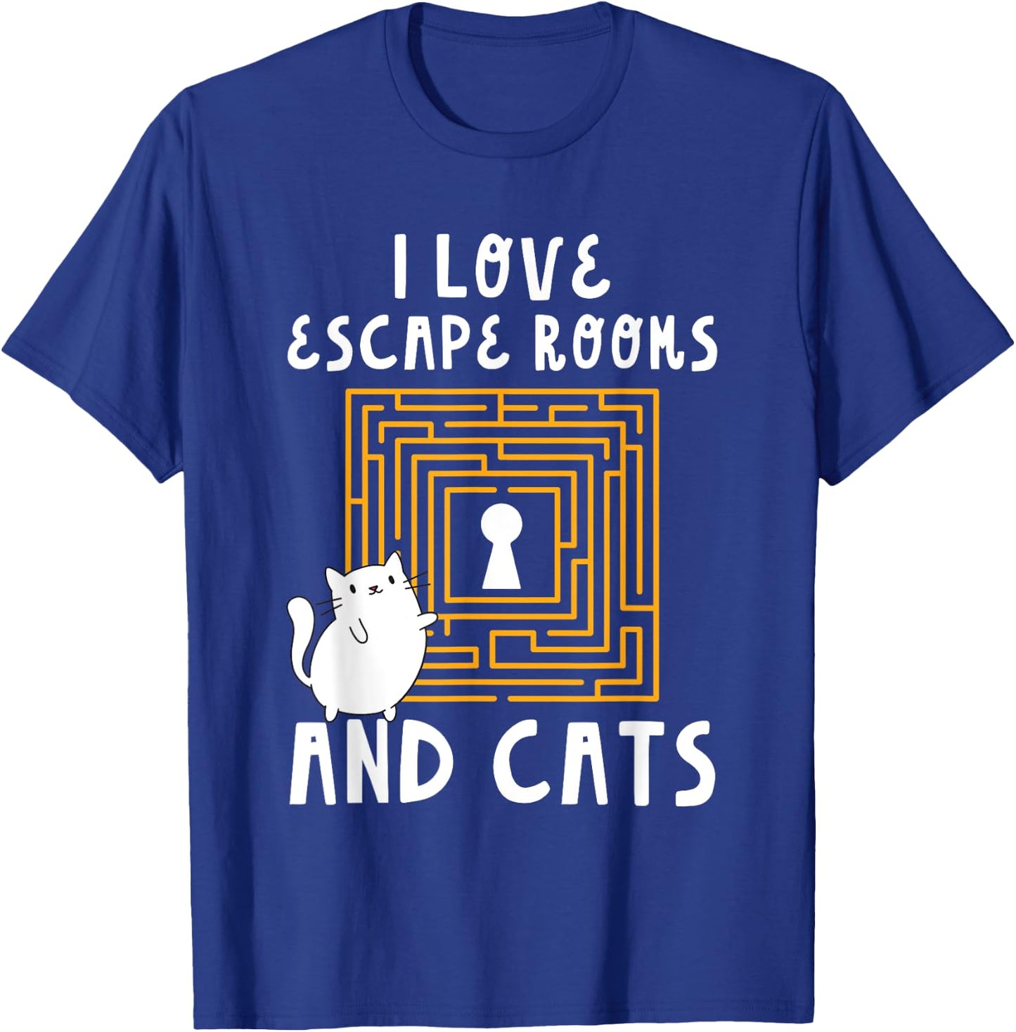 Cute I Love Escape Rooms And Cats Puzzle Game Mystery T-Shirt - T-Shirt | Royal