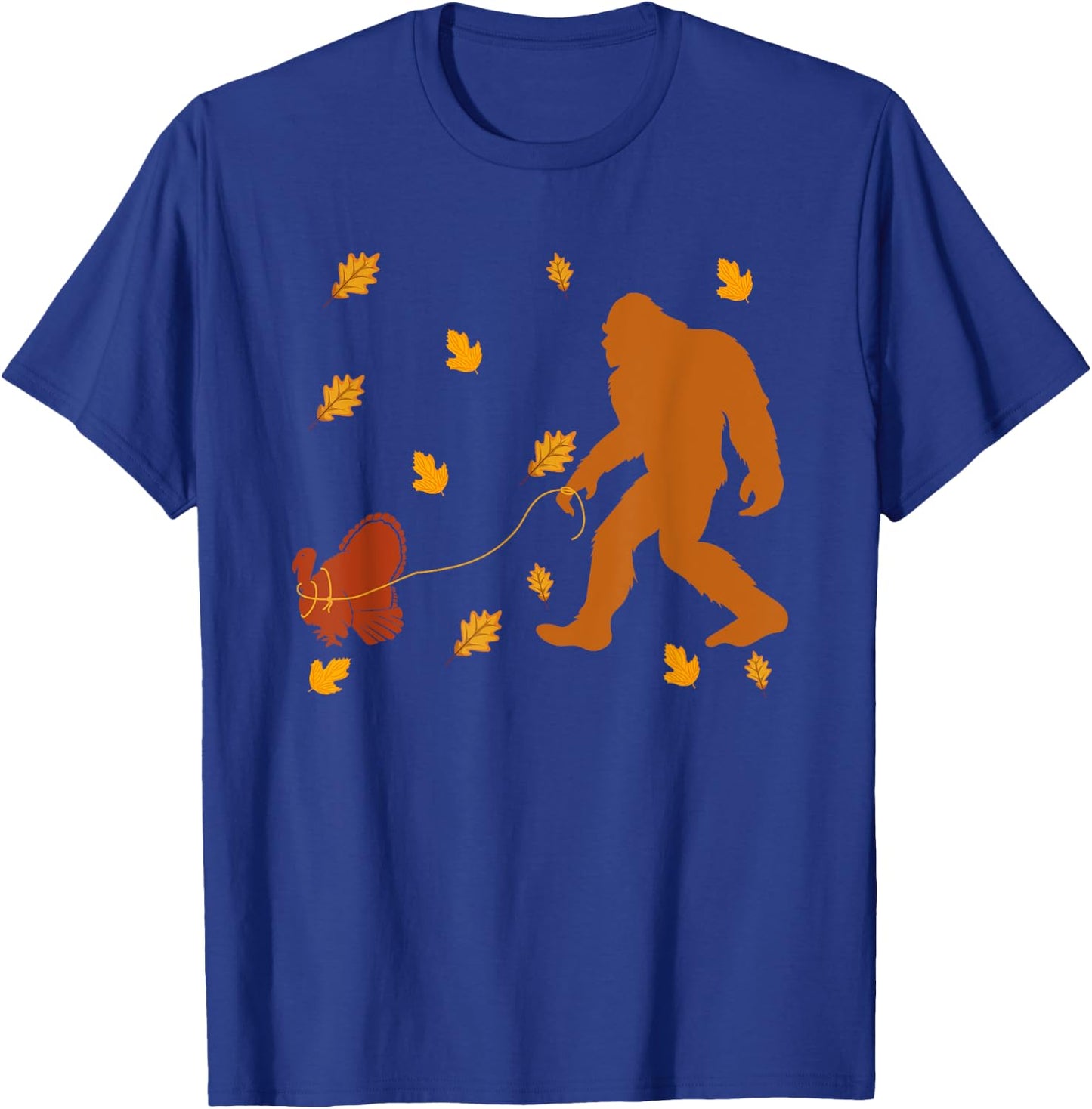 Bigfoot Sasquatch Turkey Autumn Fall Thanksgiving Day T-Shirt - T-Shirt | Royal