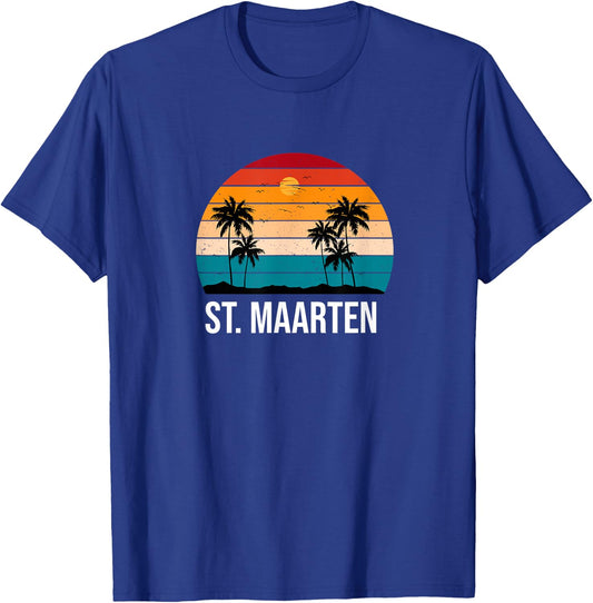 St. Maarten Vacation Souvenir Sun Palm Tree Beach Ocean T-Shirt - T-Shirt | Royal
