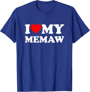 I Love My Memaw Heart Family Grandma T-Shirt - T-Shirt | Royal
