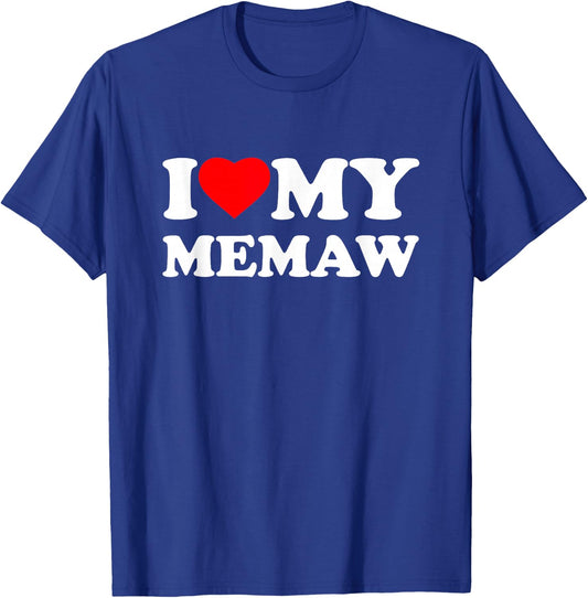 I Love My Memaw Heart Family Grandma T-Shirt - T-Shirt | Royal